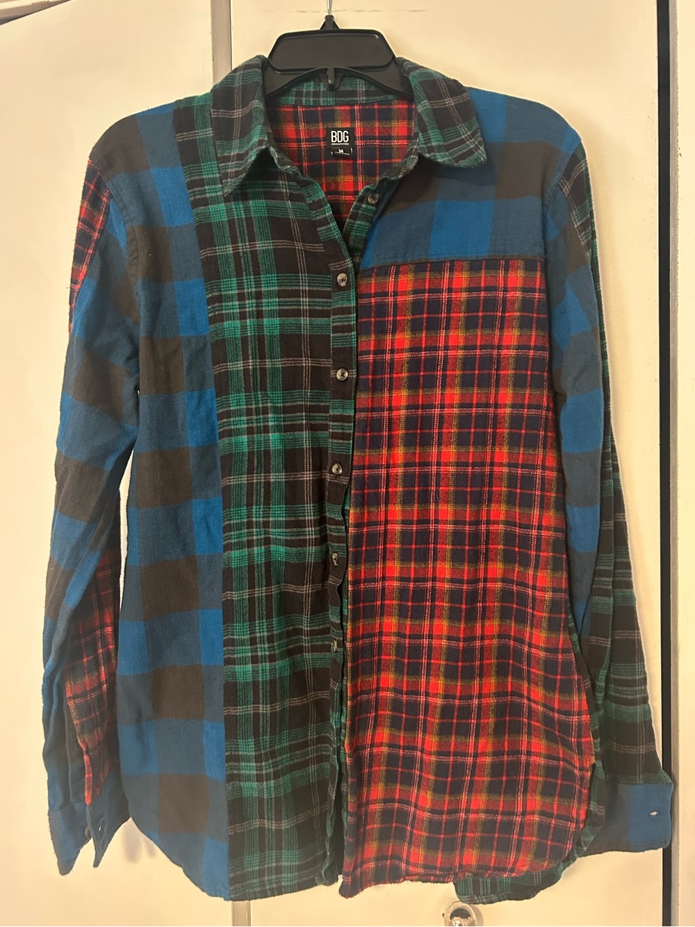 BDG patchwork plaid flannel button down shirt